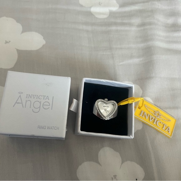 Invicta Silver Heart-Shaped Watch with Crystal Accents